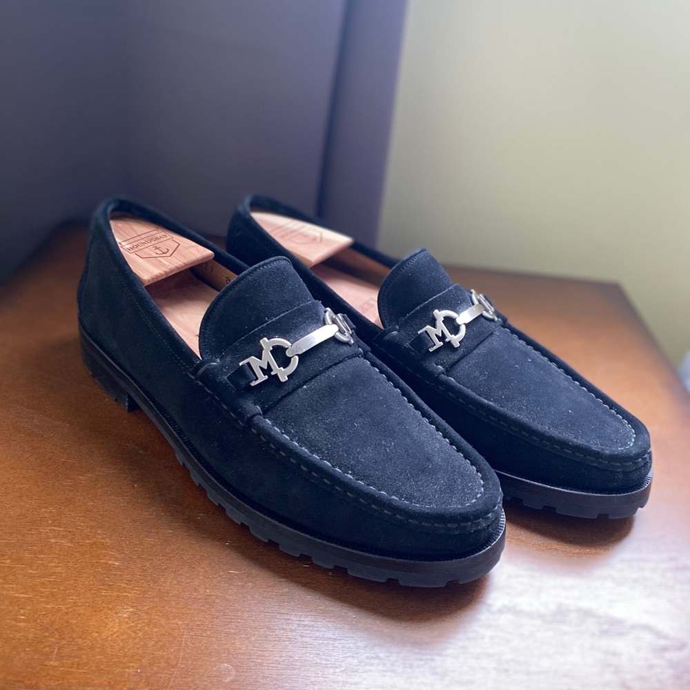 Bruno Magli Black Suede Kenneth Horsebit Loafer